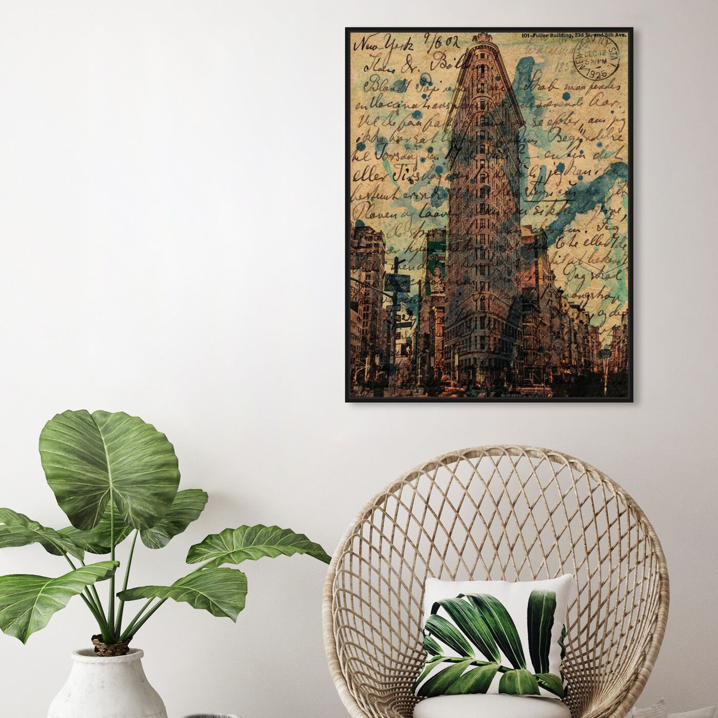 Hanging view of Flat Iron featuring architecture and buildings and united states buildings art.