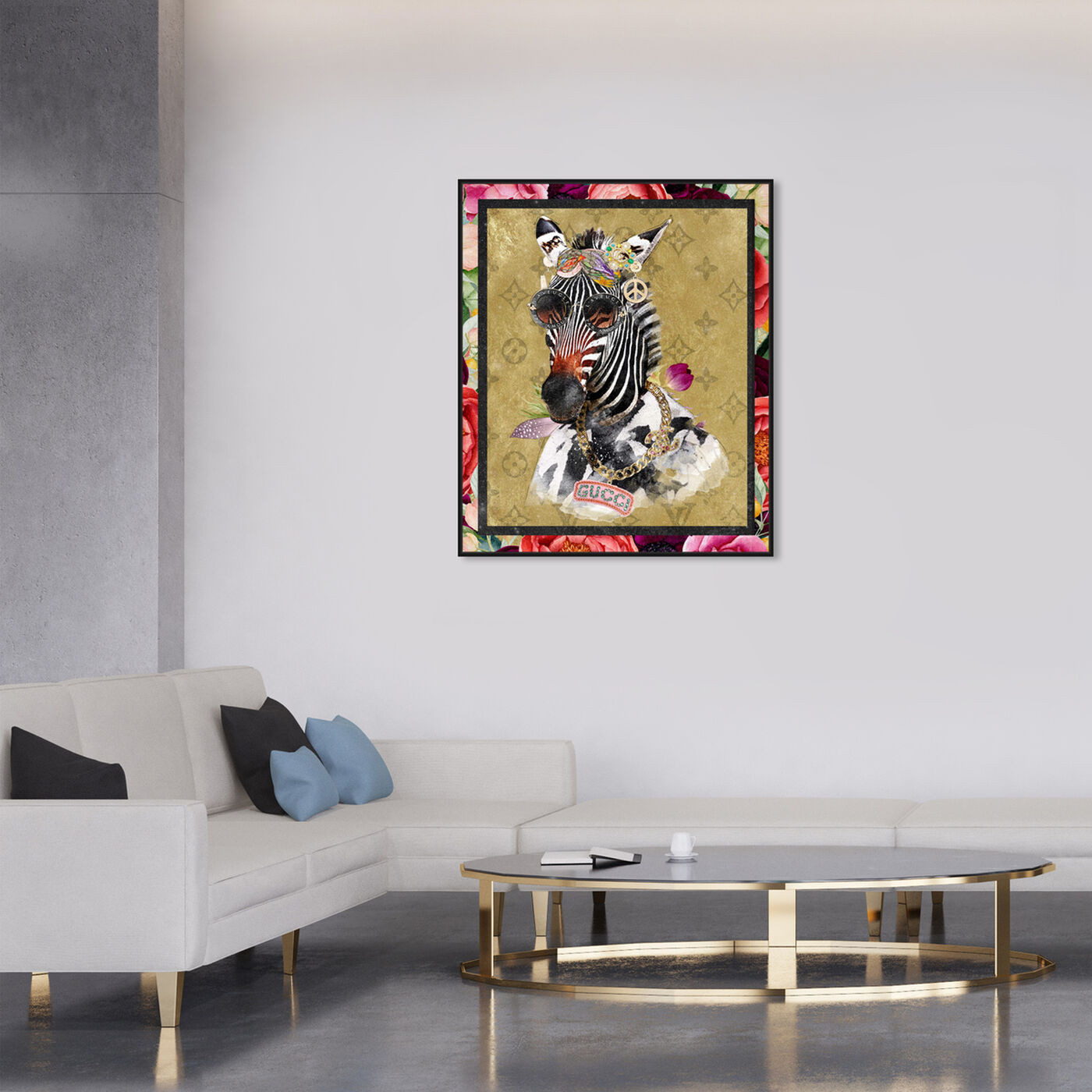 Hanging view of Luxe Aunt Portrait featuring animals and zoo and wild animals art.