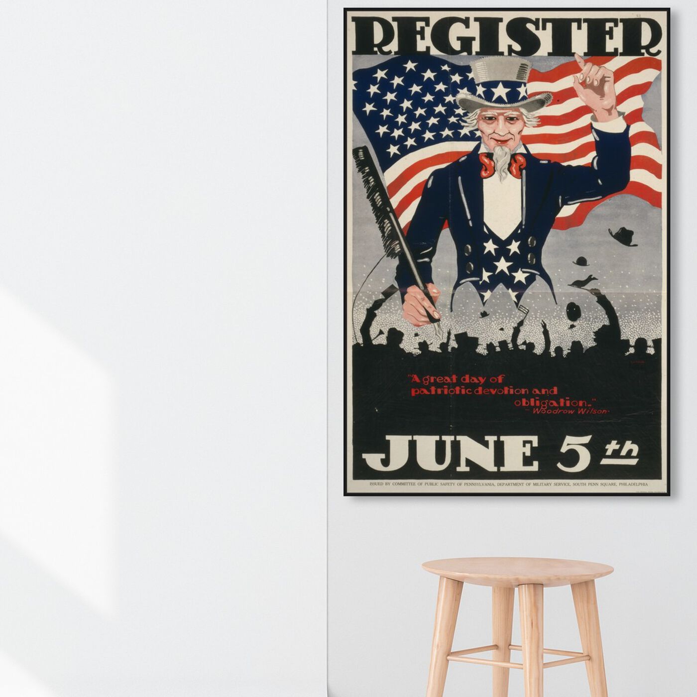 Hanging view of Register 1917 featuring americana and patriotic and americana art.
