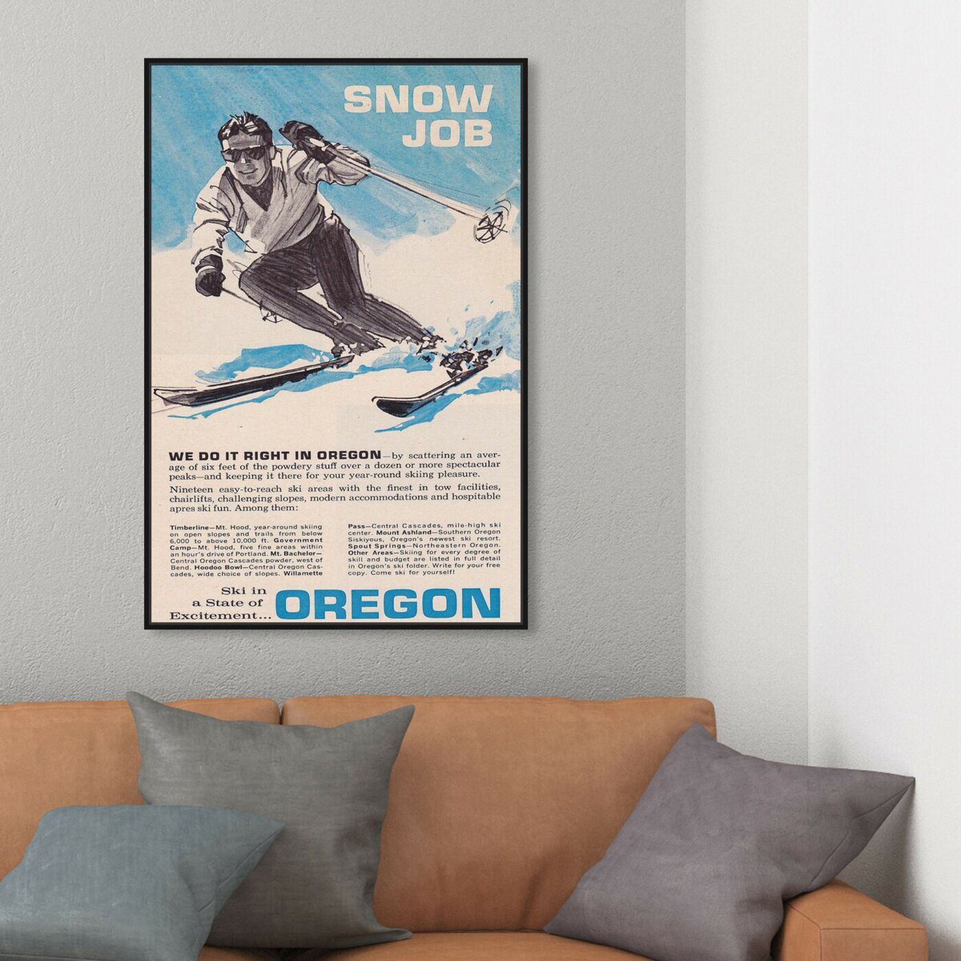 Hanging view of Snow Job featuring sports and teams and skiing art.