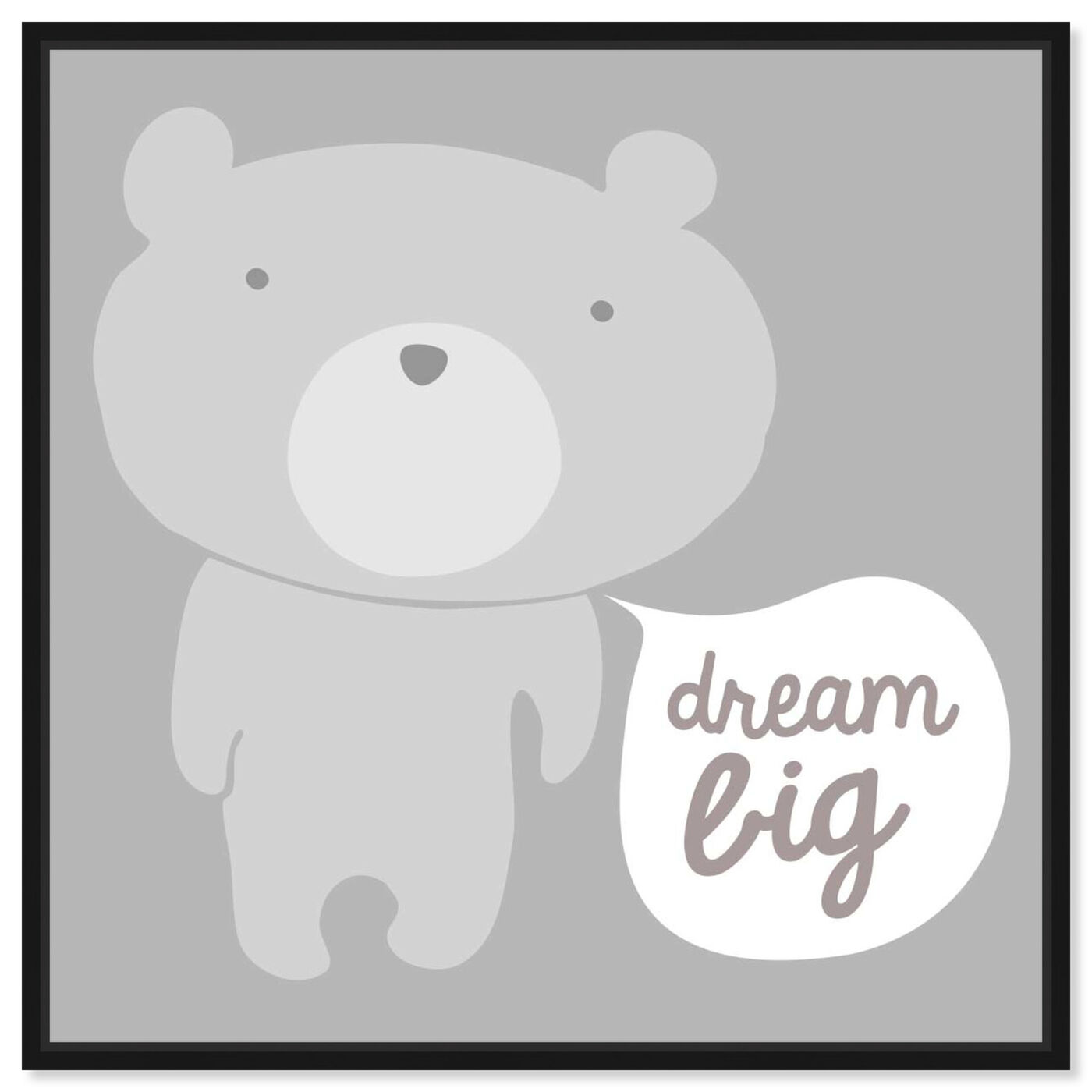 Front view of Dream Big Teddy Grey featuring animals and zoo and wild animals art.