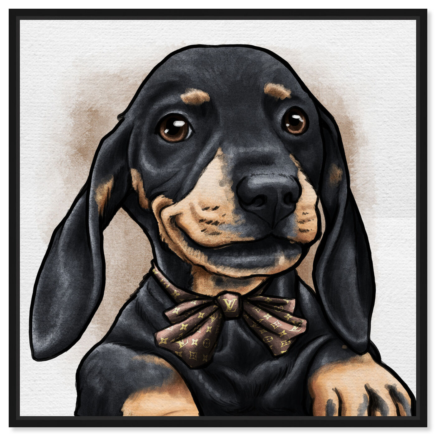 Front view of Dapper Dachshund featuring animals and dogs and puppies art.