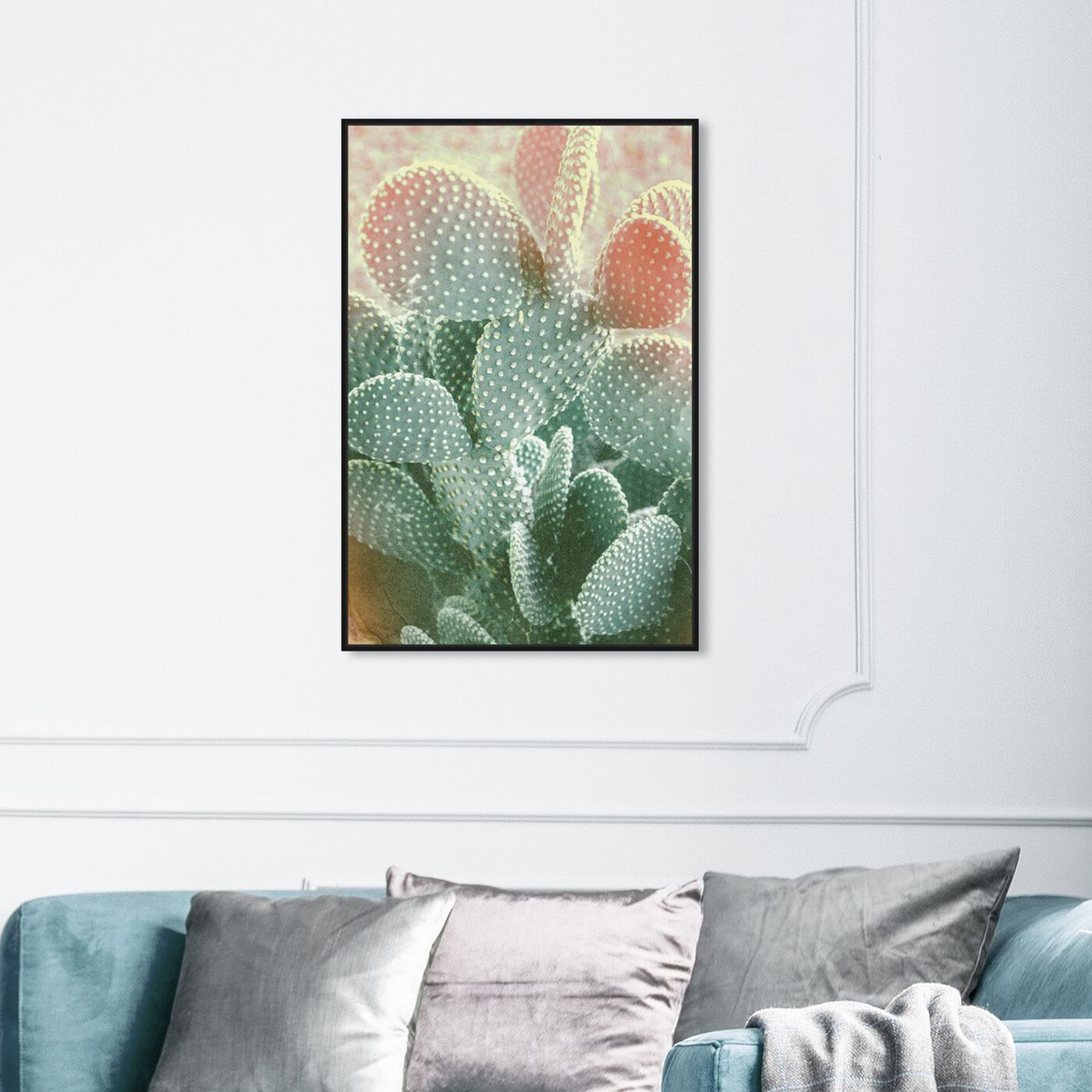 Hanging view of Blushing Cactus featuring floral and botanical and botanicals art.
