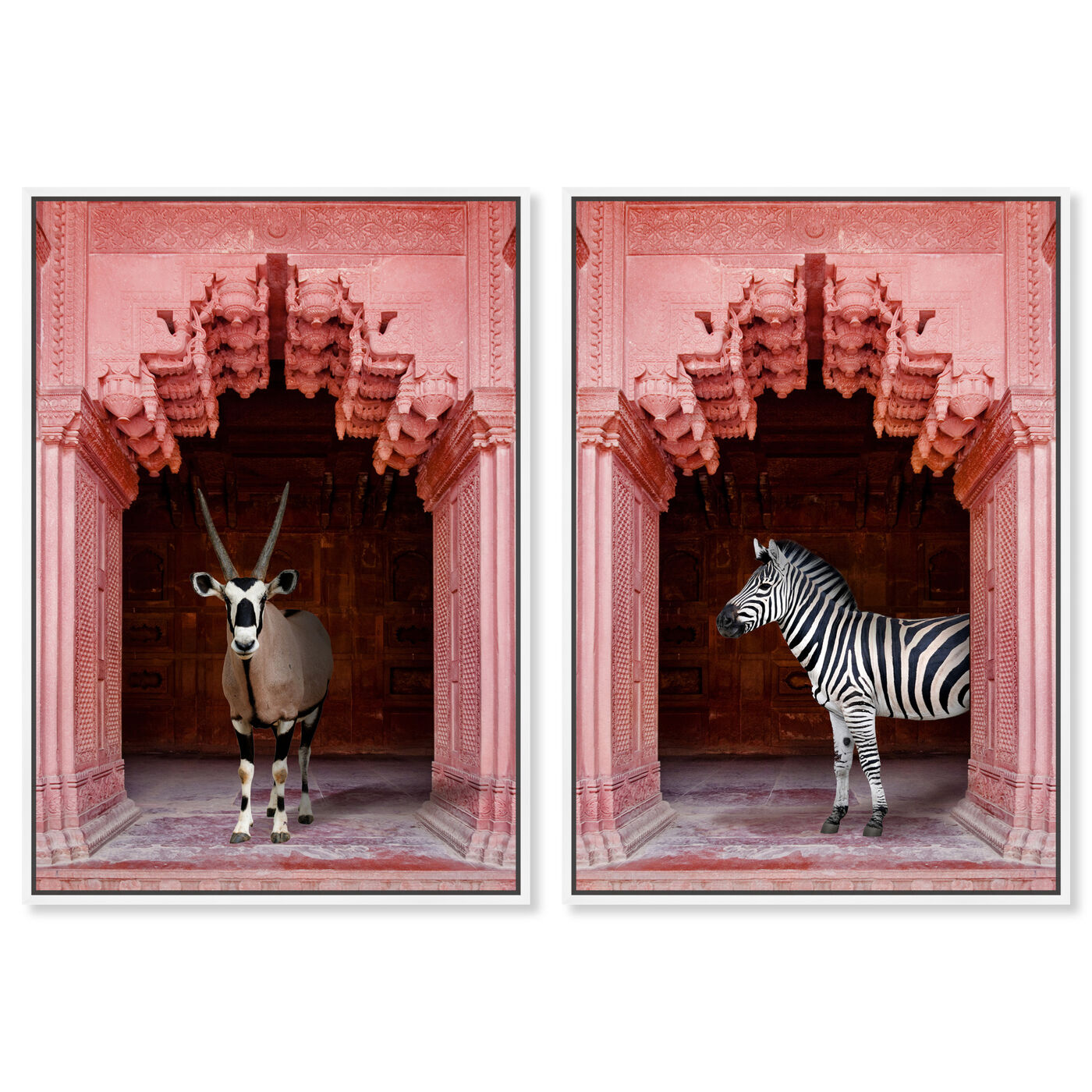 Front view of Coral Entrance Set featuring animals and zoo and wild animals art.