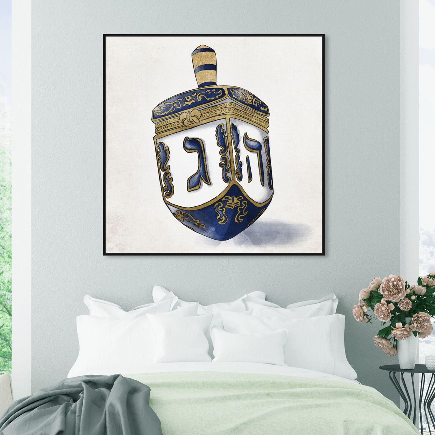 Hanging view of Decorated Dreidel Artwork featuring entertainment and hobbies and board games art.