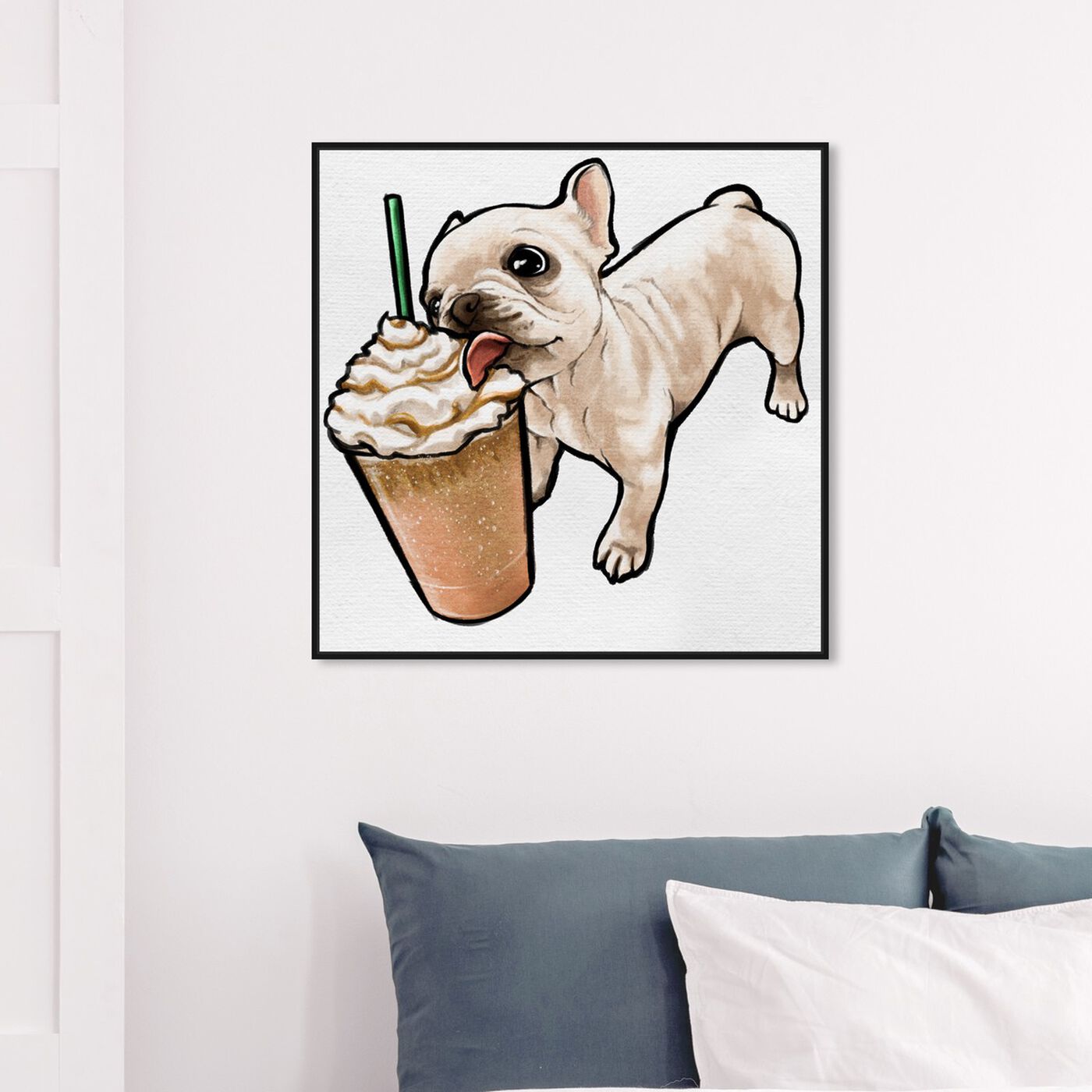 Hanging view of Frenchie and Frappe featuring animals and dogs and puppies art.