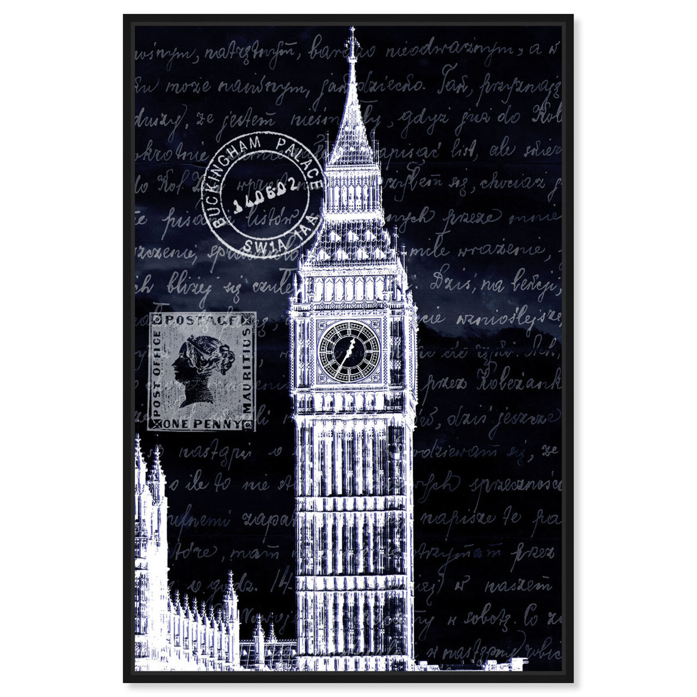 Front view of Letters to Big Ben Night featuring architecture and buildings and european buildings art.