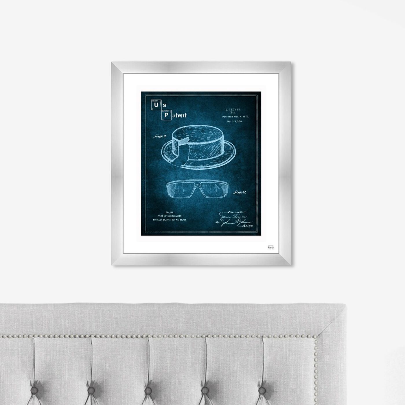 Hanging view of Hat and Sunglasses Crystal Blue featuring fashion and glam and accessories art.
