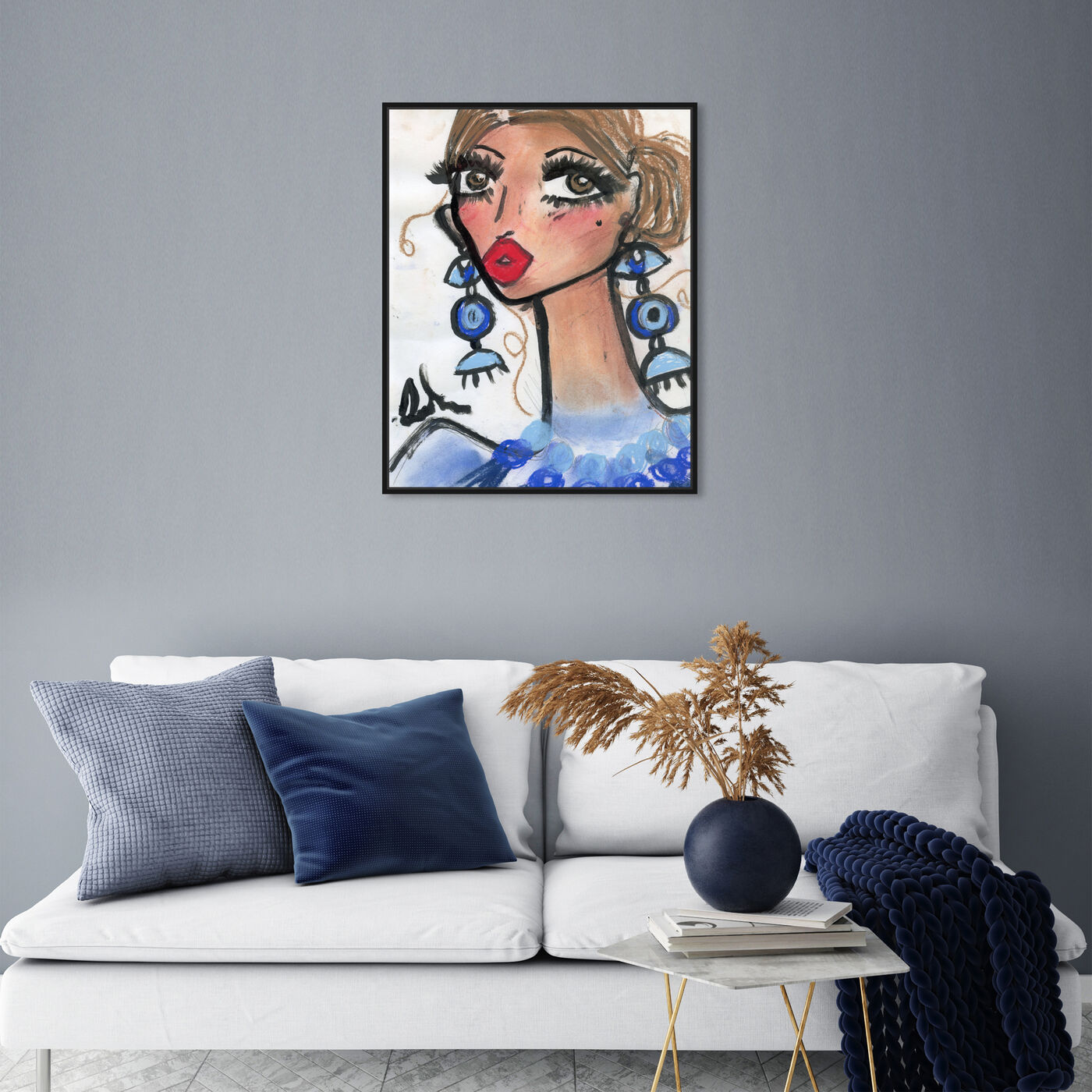 Hanging view of Golden Eyes Girl featuring fashion and glam and portraits art.
