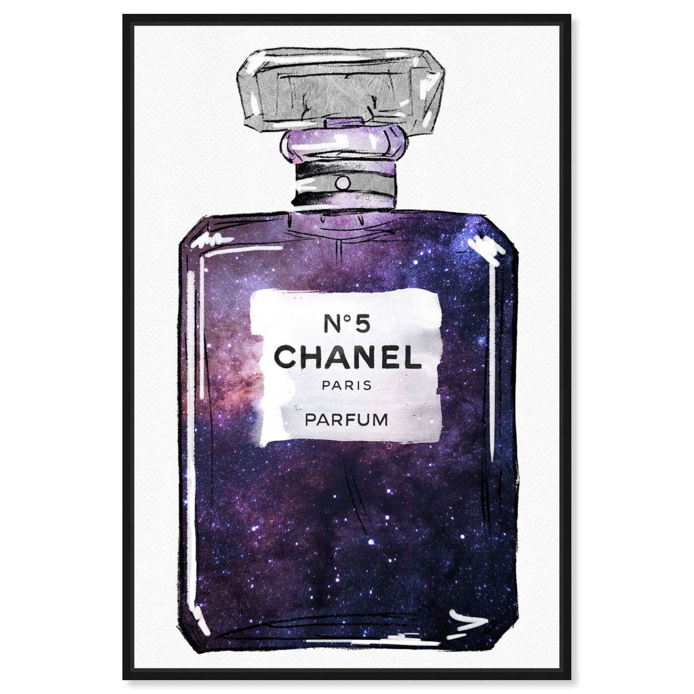 Framed Canvas Art (Champagne) - Purple Chanel by Art by Choni ( Fashion > Hair & Beauty > Perfume Bottles art) - 26x18 in