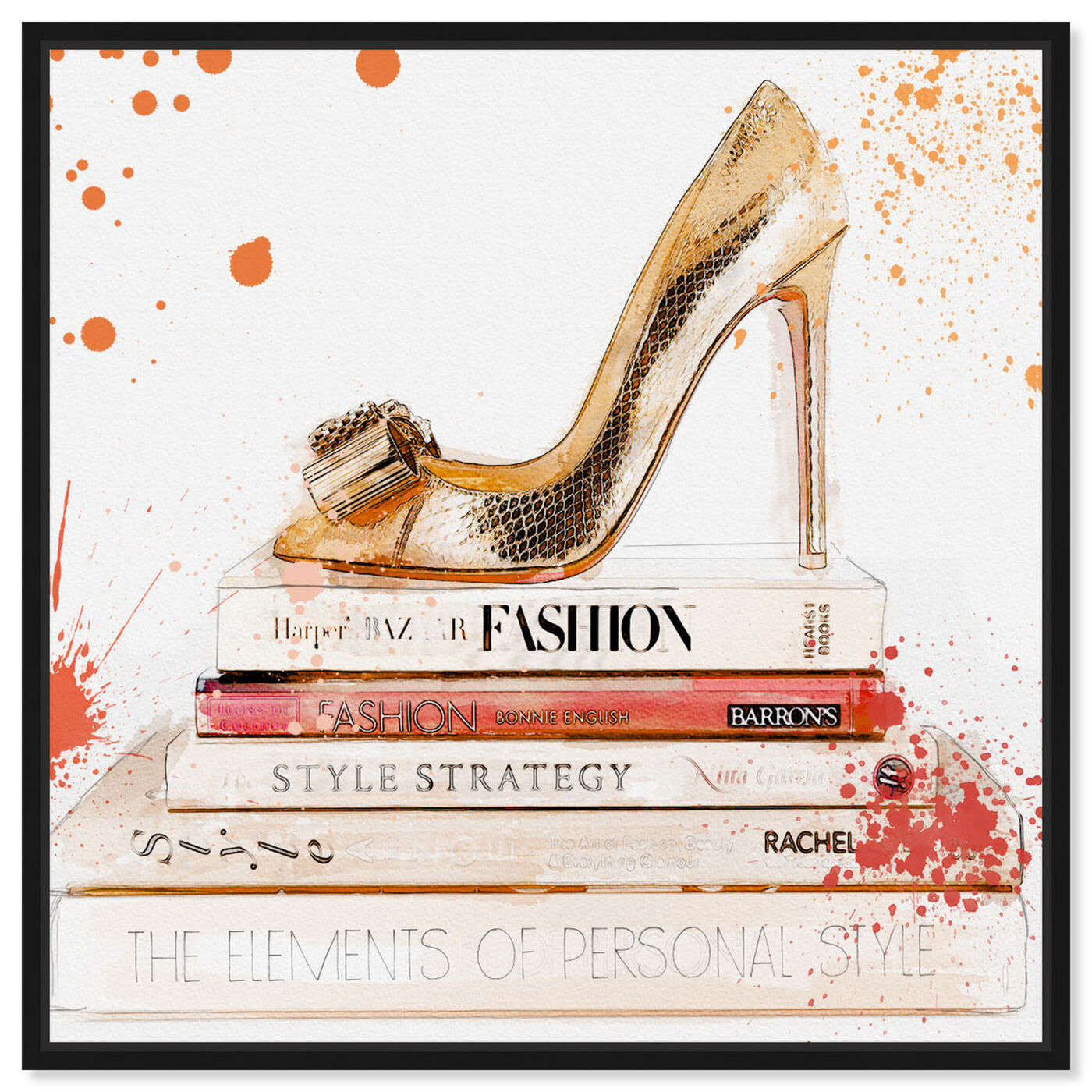 Front view of Coral Shoe and Books featuring fashion and glam and shoes art.