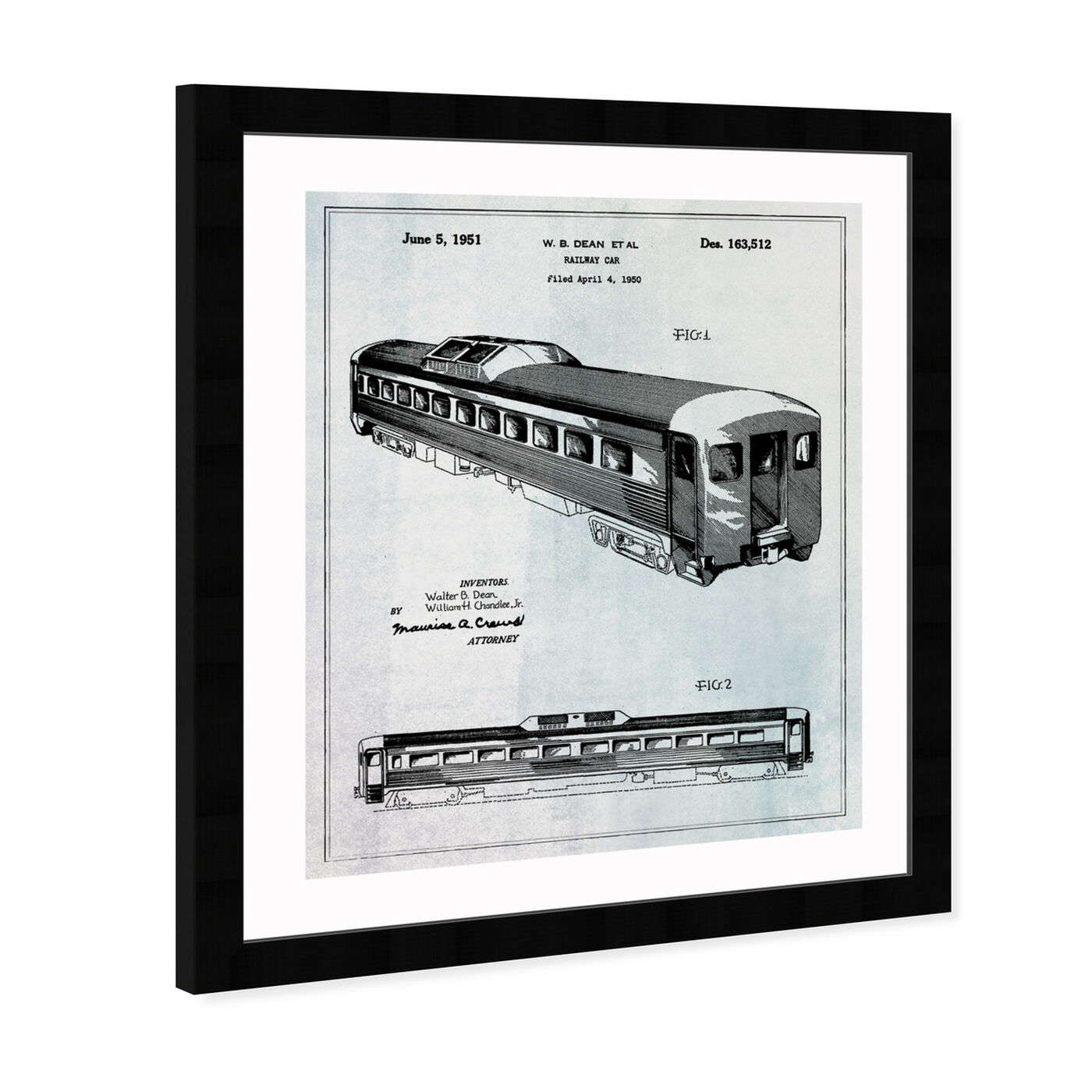 Angled view of Railway Car 1951 featuring transportation and trains art.