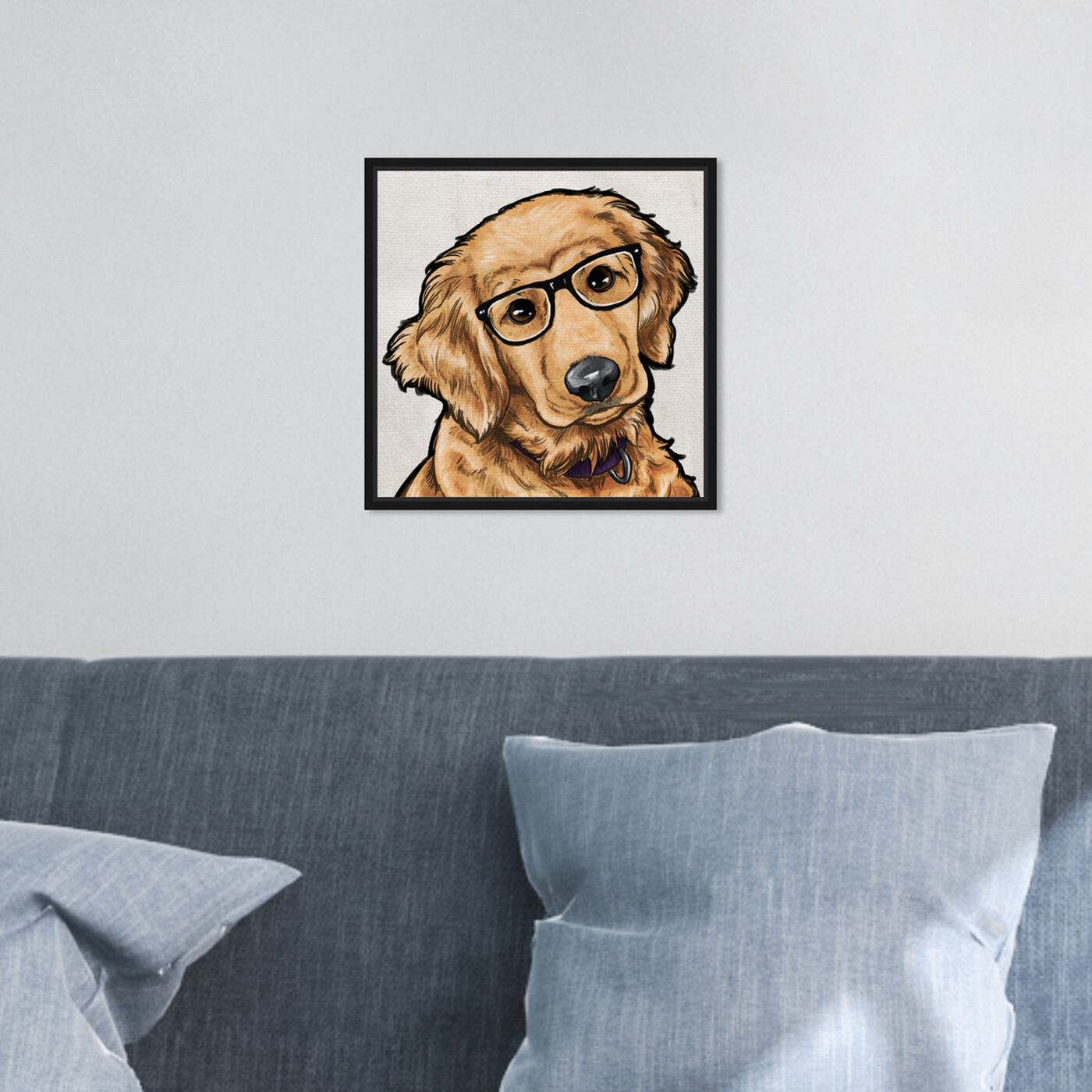 Hanging view of Golden Nerd featuring animals and dogs and puppies art.