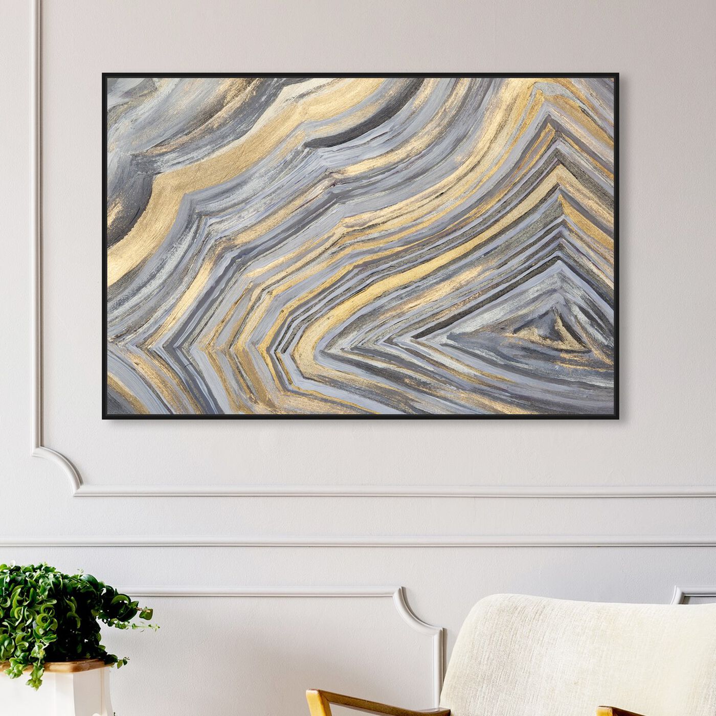 Hanging view of Agate Lines featuring abstract and crystals art.