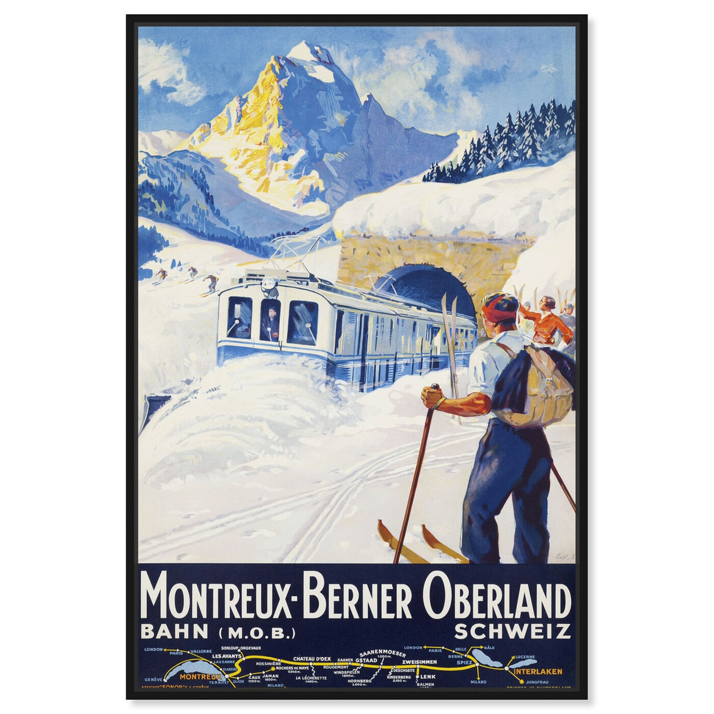 Front view of Montreux-Berner featuring sports and teams and skiing art.
