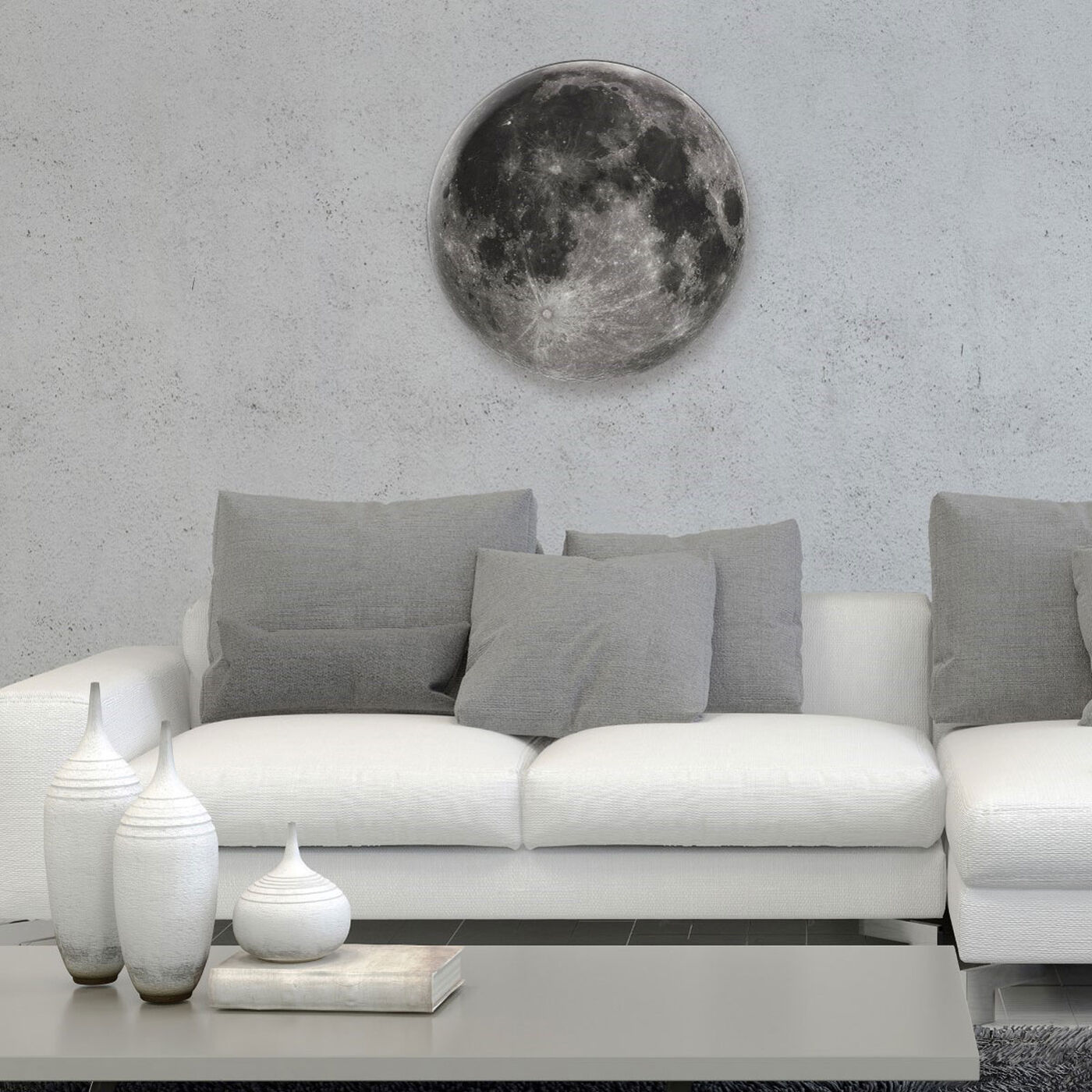 Hanging view of Moon I featuring astronomy and space and moons phases art.