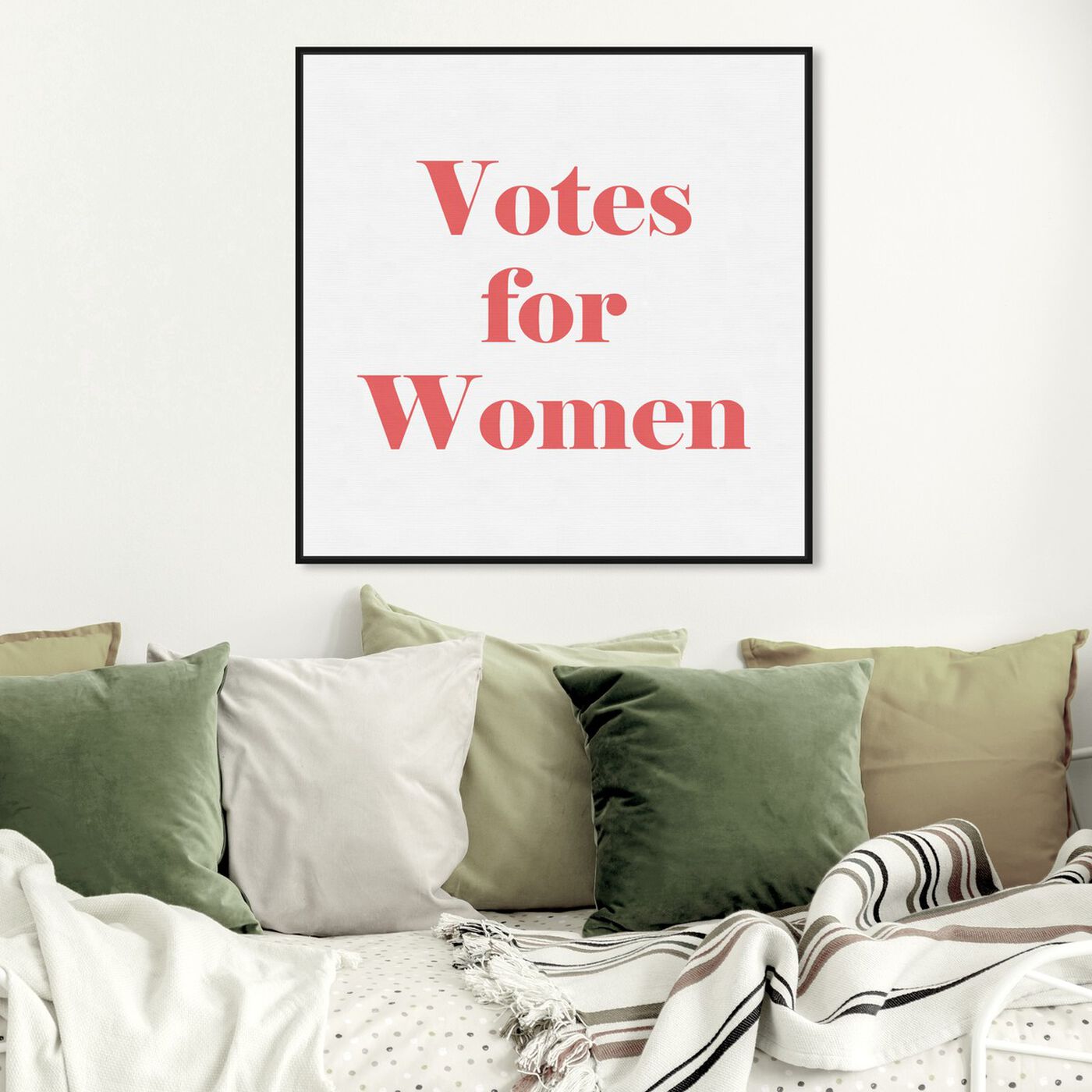 Hanging view of Votes for Women featuring typography and quotes and empowered women quotes and sayings art.