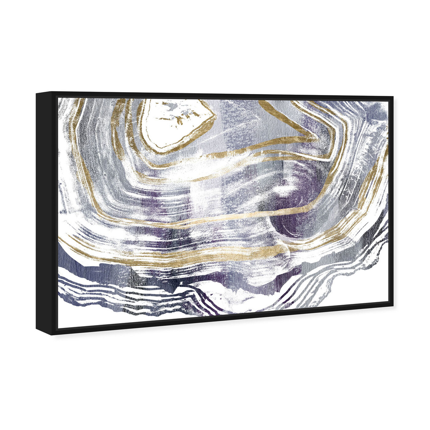 Angled view of Amethyst Agate featuring abstract and crystals art.