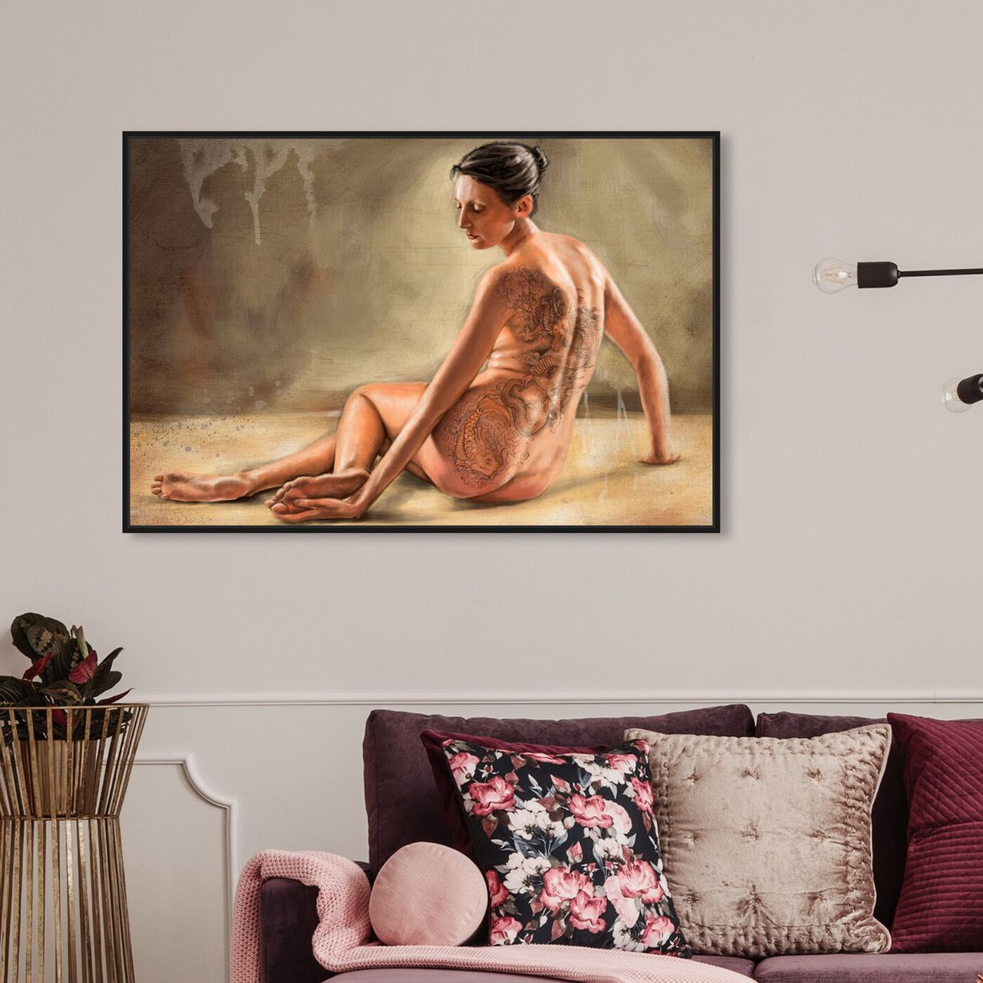 Hanging view of Painted Woman featuring people and portraits and nudes art.