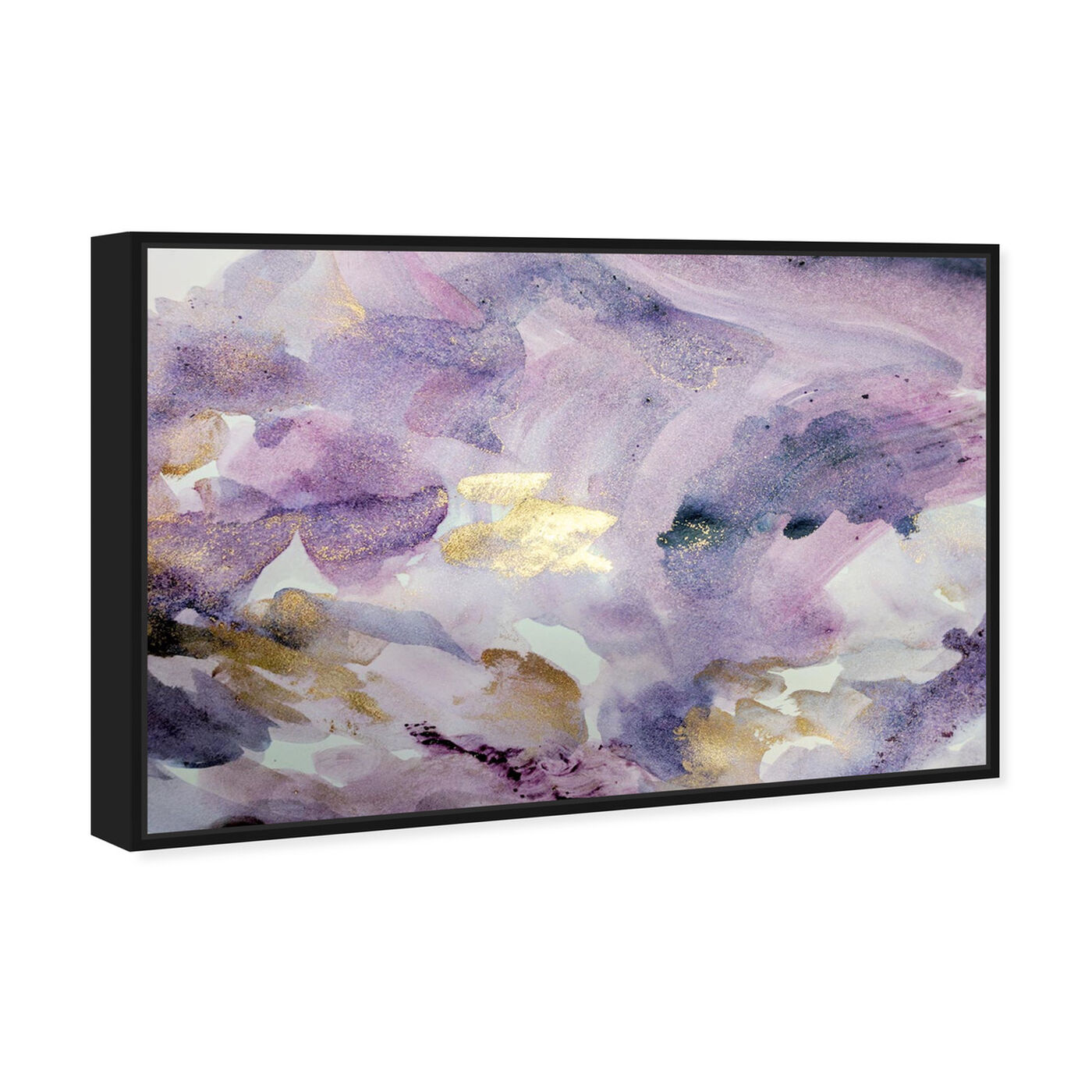 Angled view of Carried Away Amethyst featuring abstract and watercolor art.