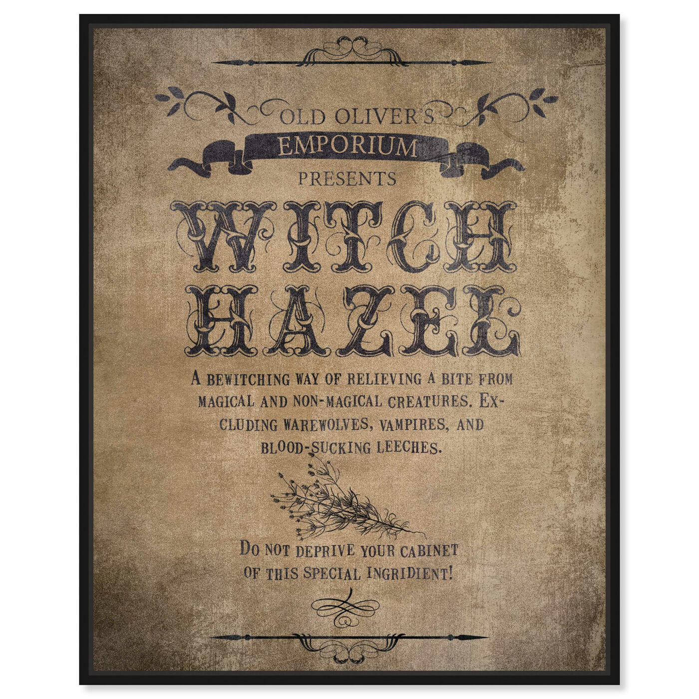Front view of Witch Hazel featuring advertising and posters art.