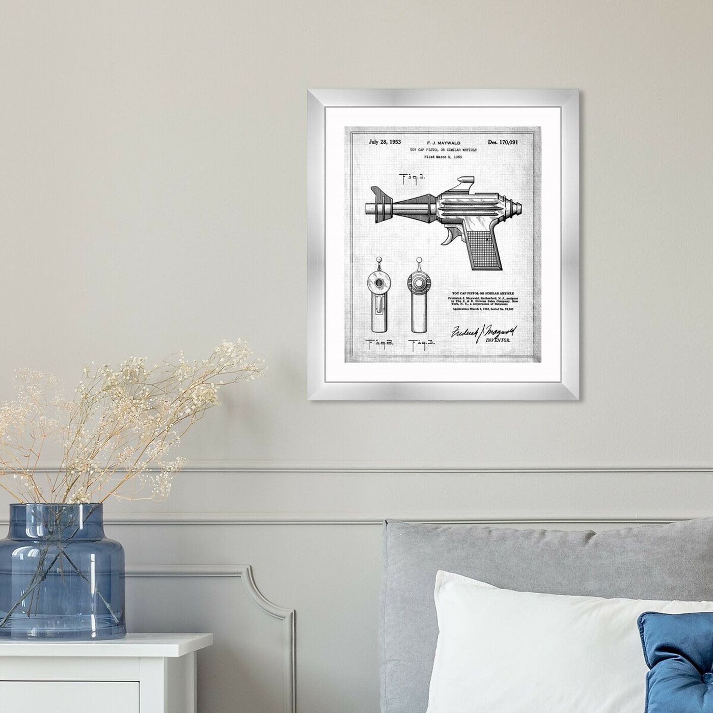 Hanging view of Toy Cap Pistol 1953 featuring entertainment and hobbies and machine guns art.