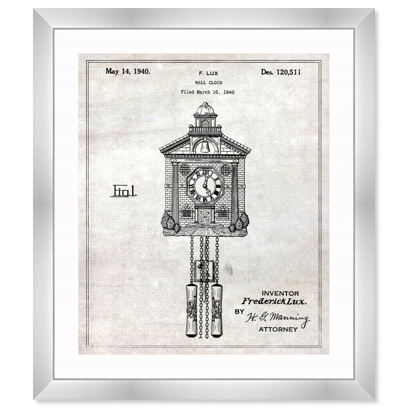 Front view of Wall Clock 1940 featuring symbols and objects and toys art.