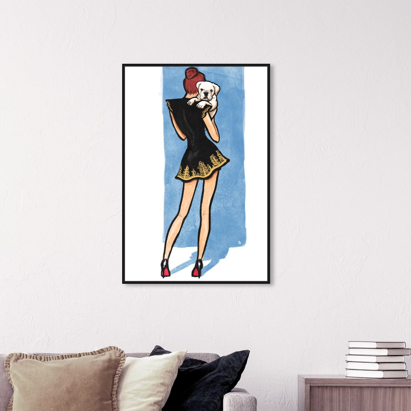 Hanging view of Black Dress Bulldog featuring fashion and glam and dress art.