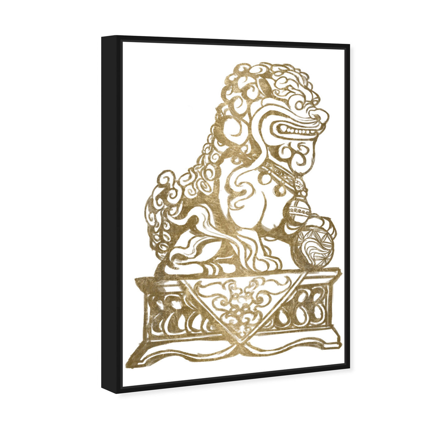 Angled view of Foo Dog Gold II featuring symbols and objects and symbols art.