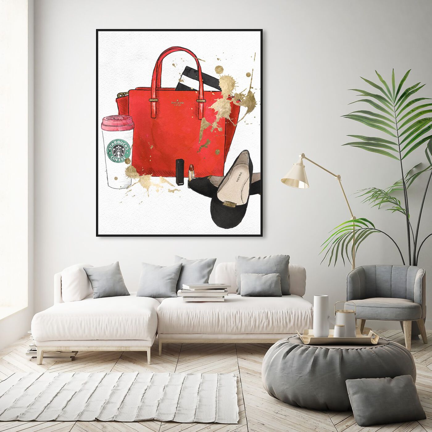 Hanging view of Bags, Shoes and Coffee Red featuring fashion and glam and essentials art.