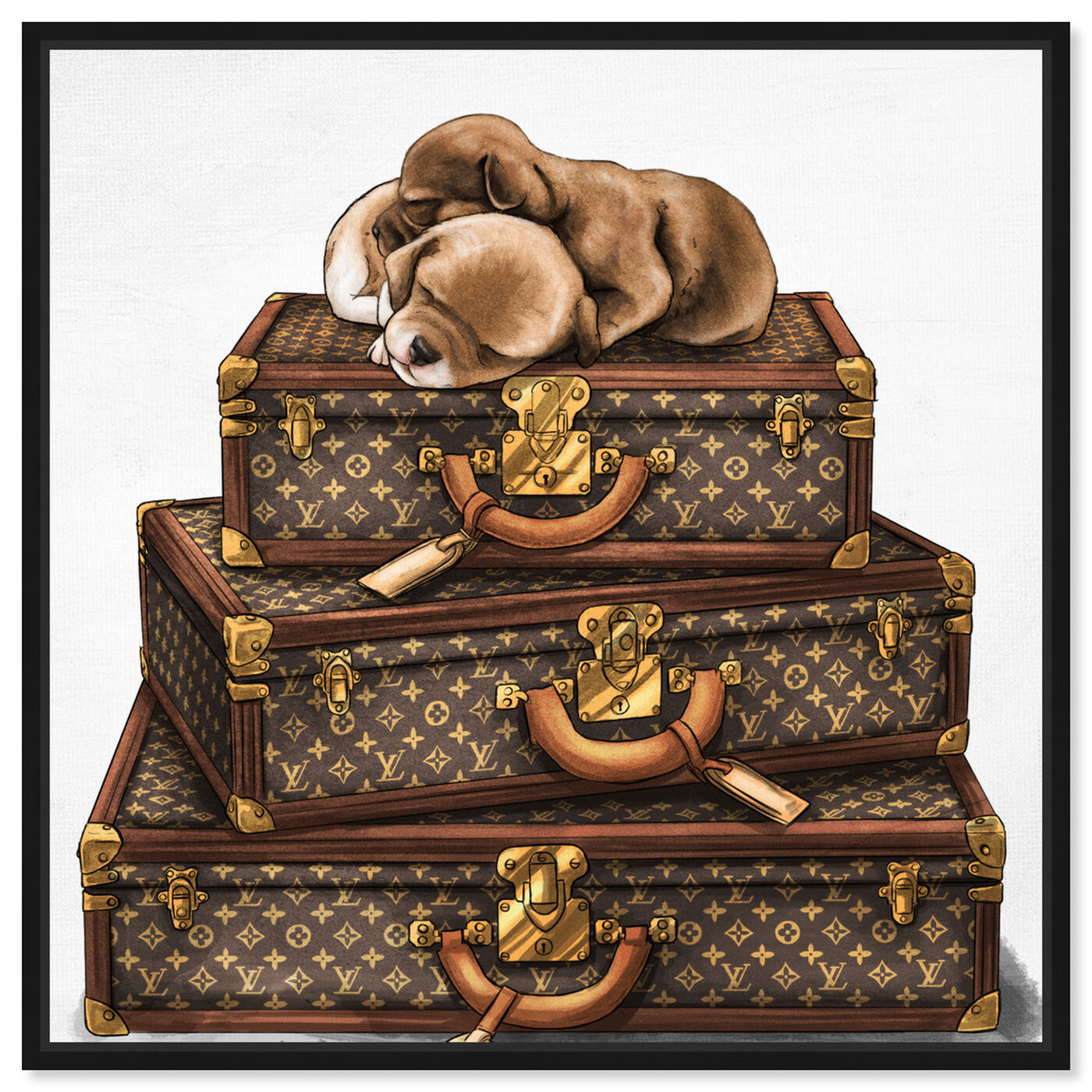 Front view of Sleeping Pair Suitcase featuring fashion and glam and travel essentials art.