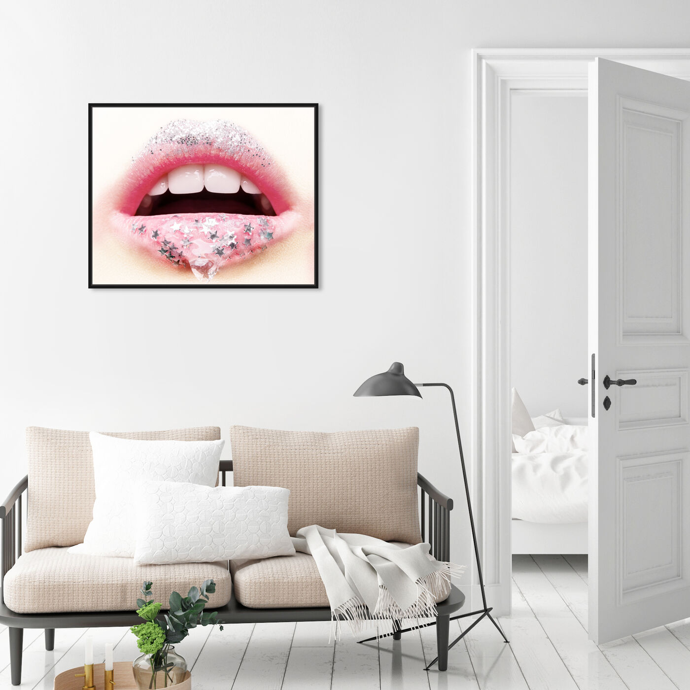 Hanging view of Star Kiss Wide featuring fashion and glam and lips art.