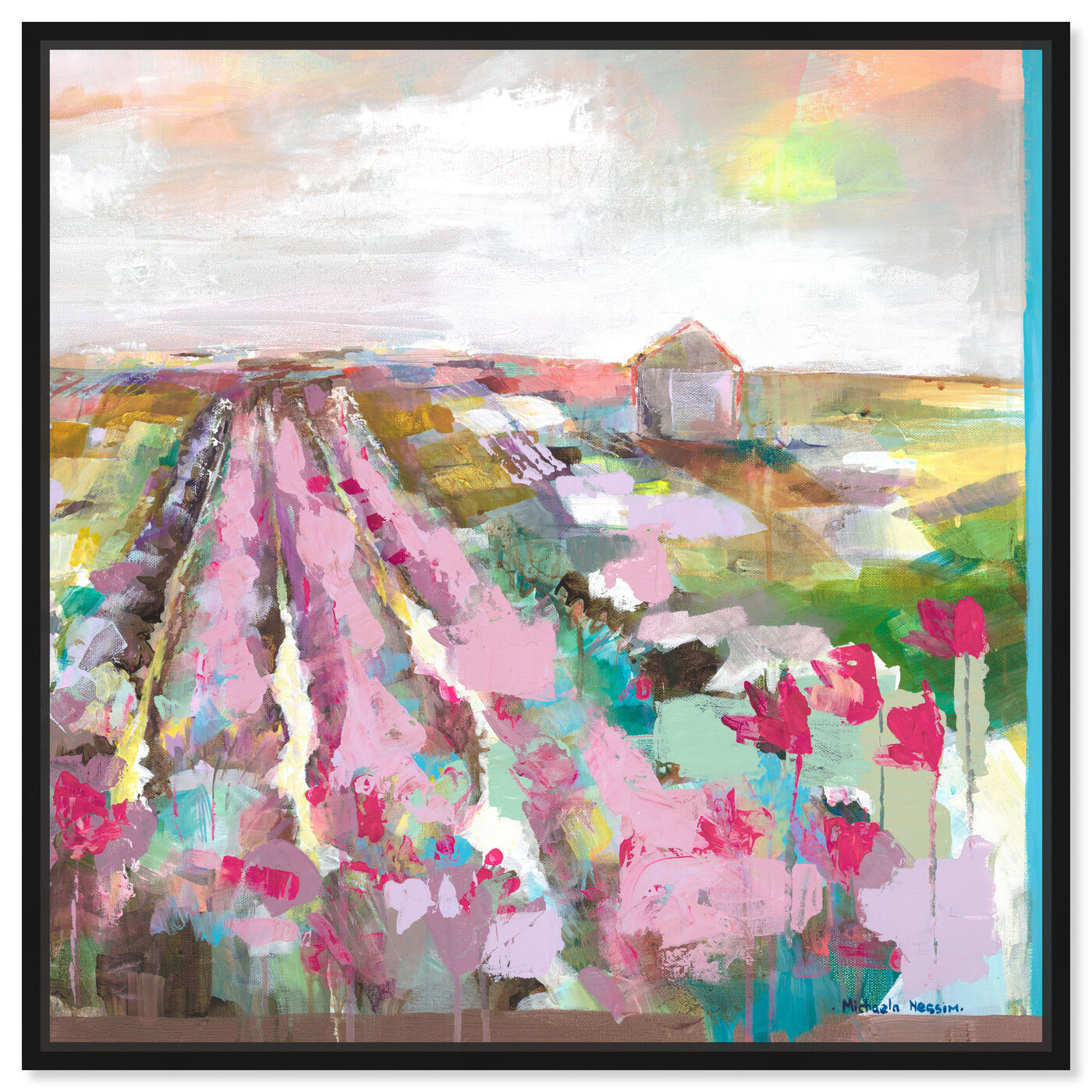 Front view of Michaela Nessim - Lavender Fields featuring abstract and flowers art.