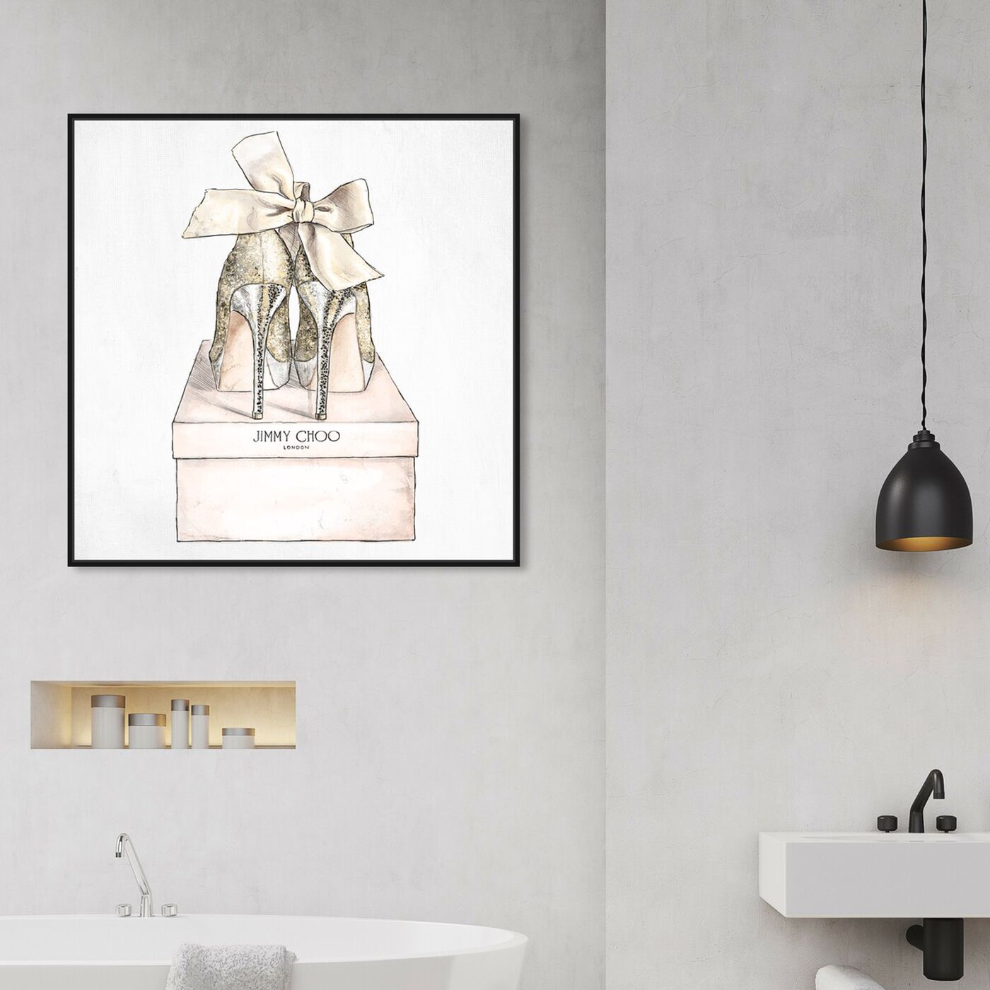 Hanging view of Romantic Pair Square featuring fashion and glam and shoes art.