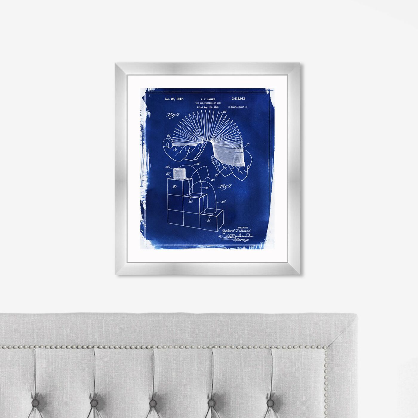 Hanging view of Slinky 1947 - Blue featuring symbols and objects and toys art.