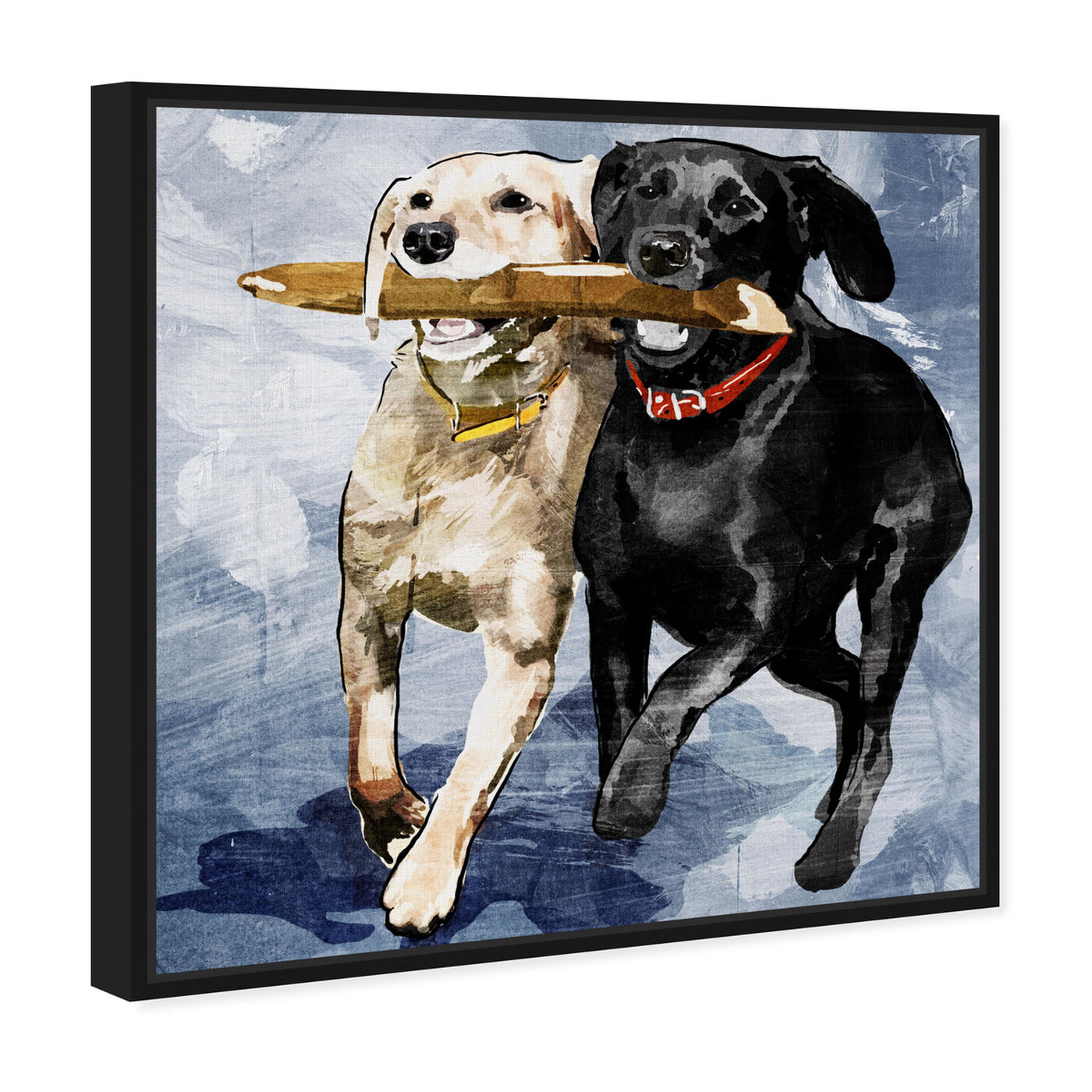 Angled view of Playtime Blue featuring animals and dogs and puppies art.