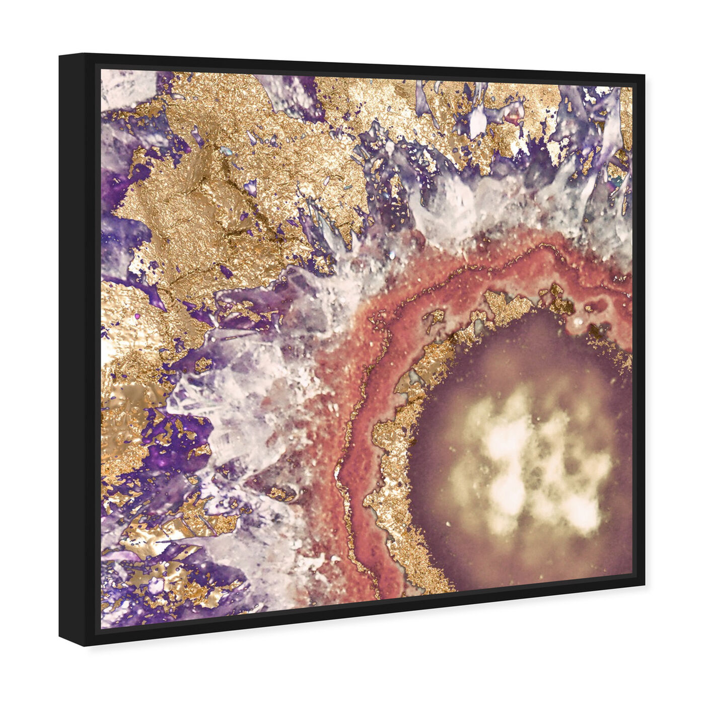 Angled view of Organic Gold featuring abstract and crystals art.