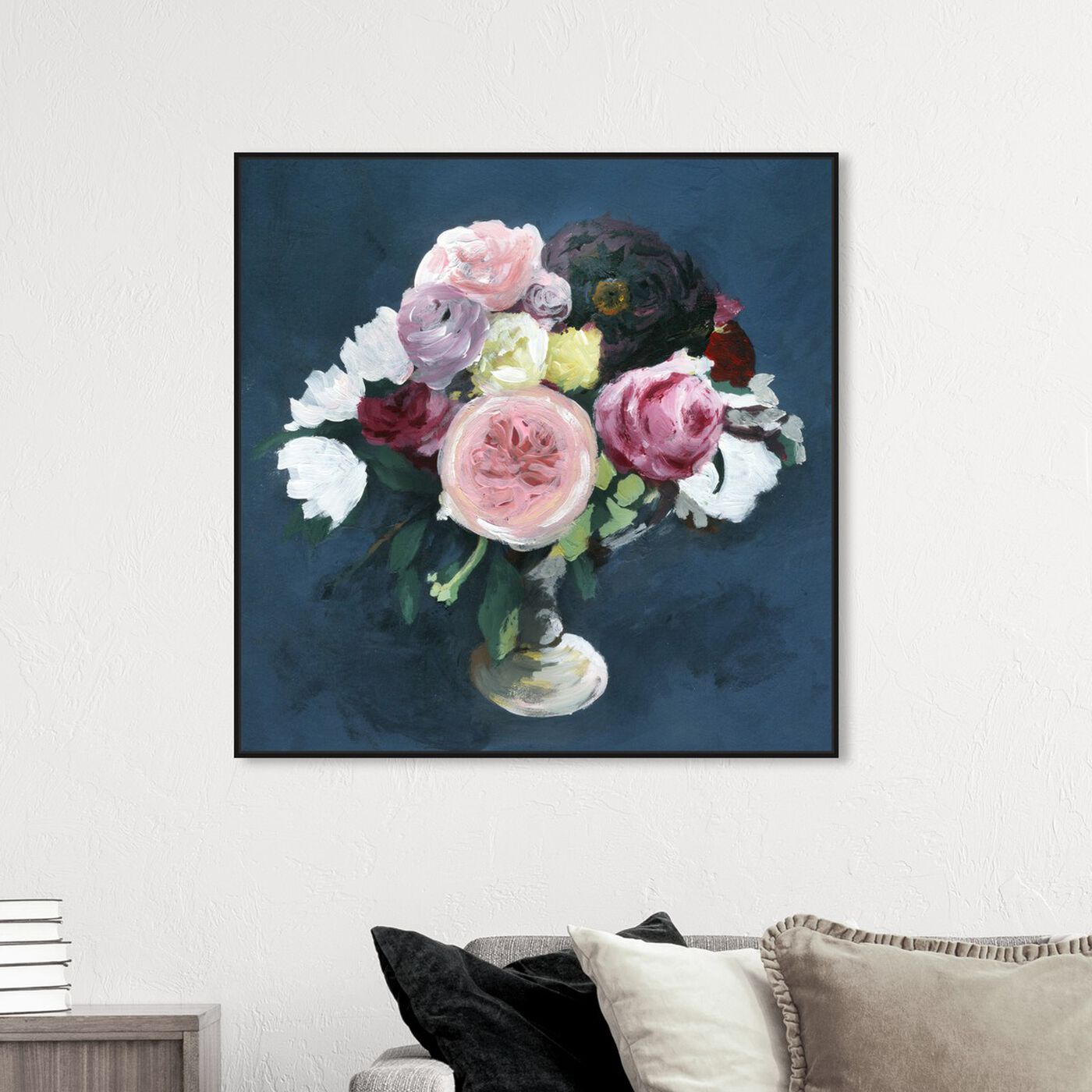 Hanging view of Night Bouquet Blue featuring floral and botanical and florals art.