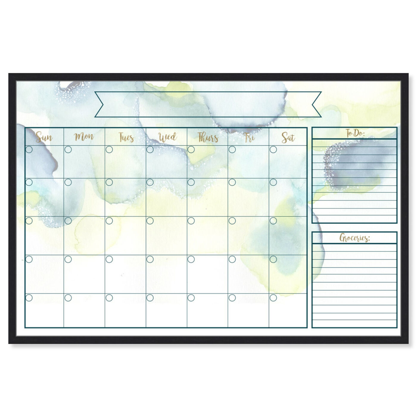Front view of Watercolor Calendar featuring education and office and whiteboards art.