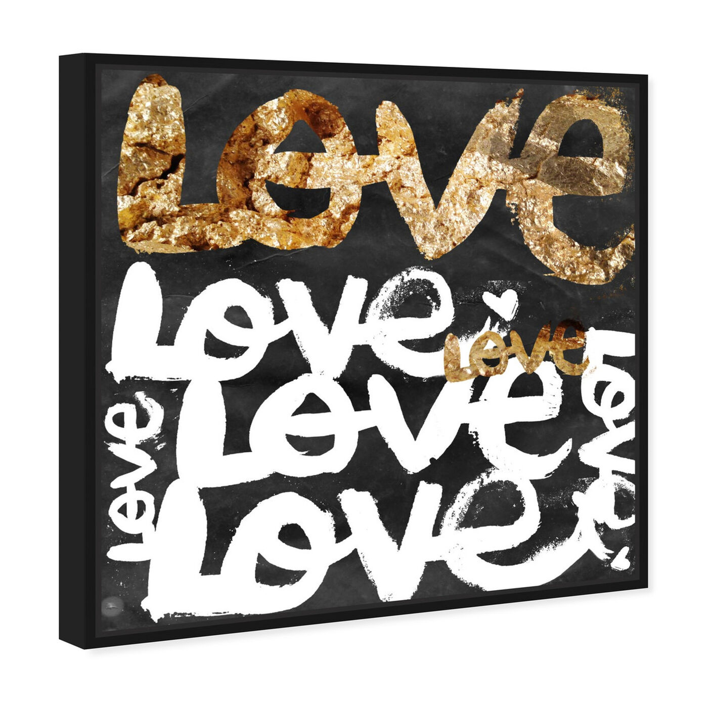 Angled view of Four Letter Word Gold featuring typography and quotes and love quotes and sayings art.