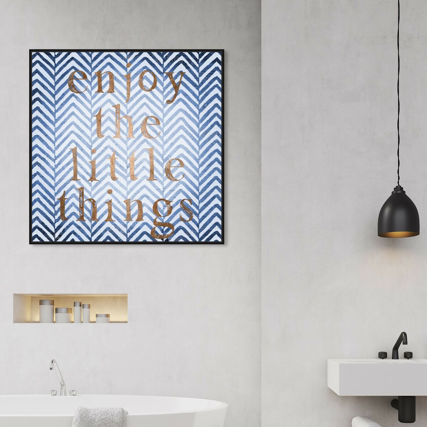 Hanging view of Enjoy The Little Blues II featuring typography and quotes and motivational quotes and sayings art.