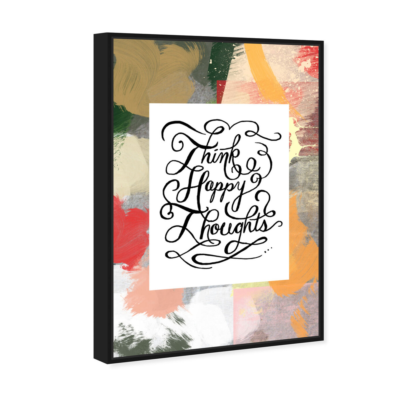 Angled view of Happy Thoughts I featuring typography and quotes and inspirational quotes and sayings art.