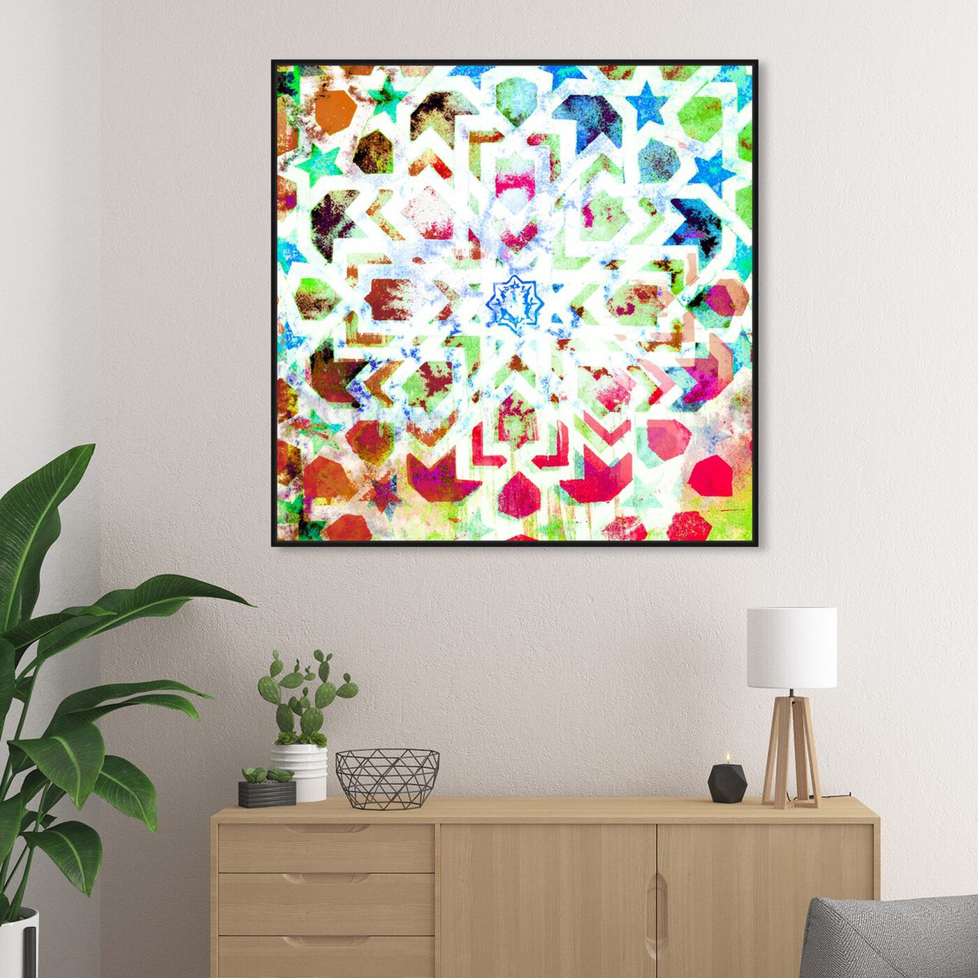 Hanging view of Minat featuring abstract and shapes art.