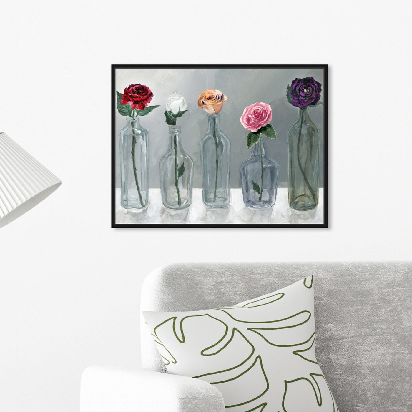 Hanging view of Bottled Flowers featuring floral and botanical and florals art.