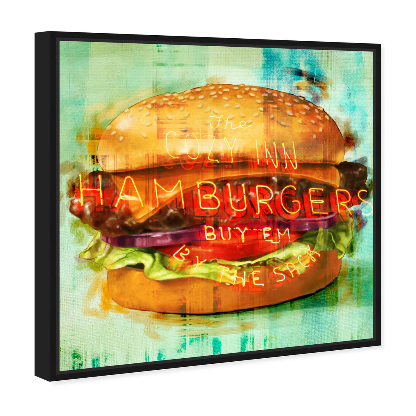 Angled view of Cozy Hamburgers featuring food and cuisine and fast food art.