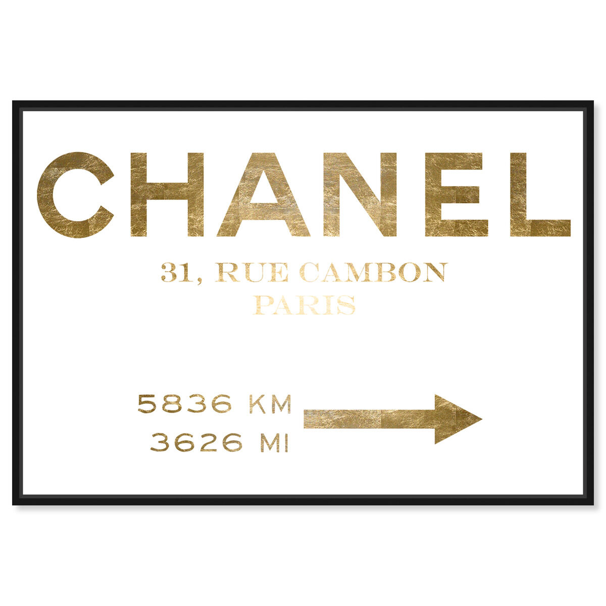 Couture Road Sign Minimalist Gold Foil | By Oliver Gal