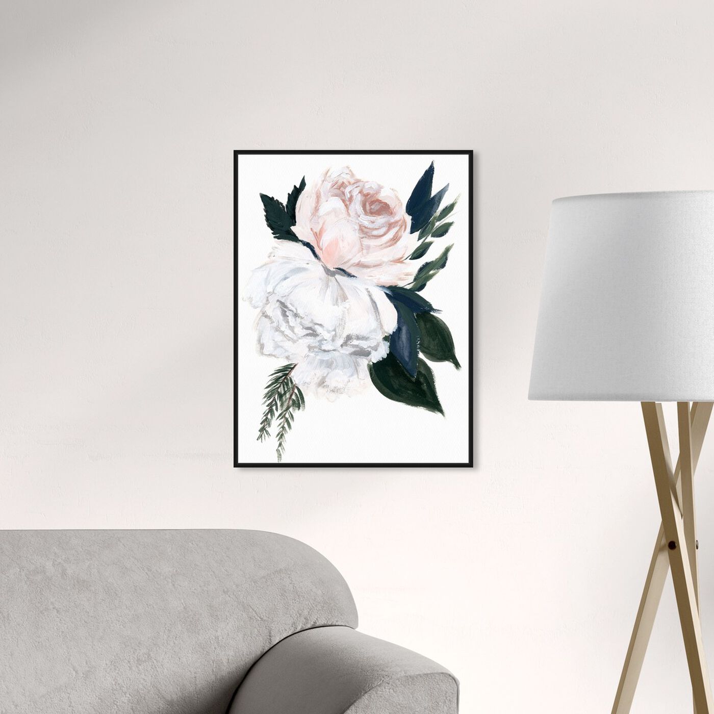 Hanging view of Rustic Peony Bouquet featuring floral and botanical and florals art.