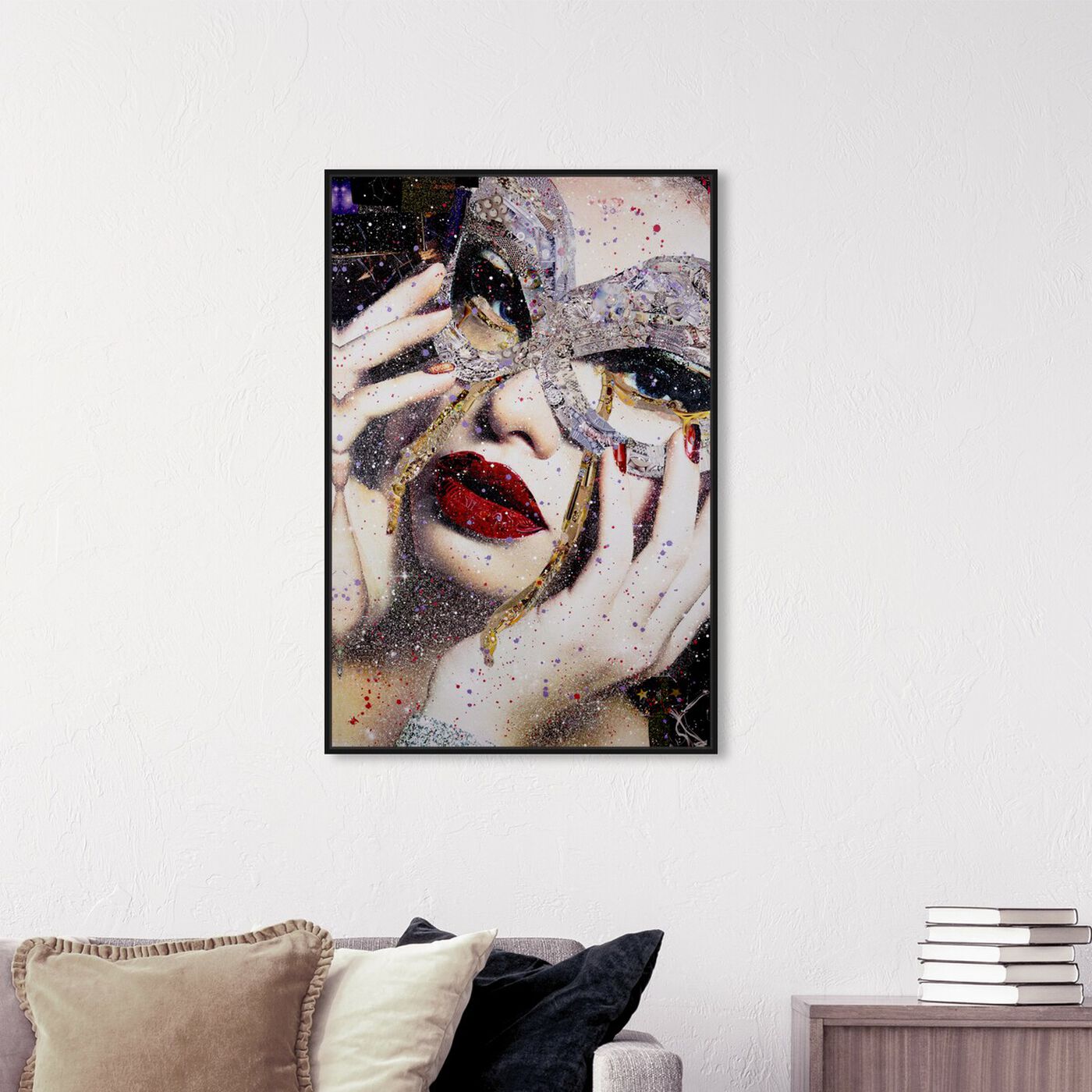 Hanging view of Katy Hirschfeld - Masquerade featuring fashion and glam and lips art.