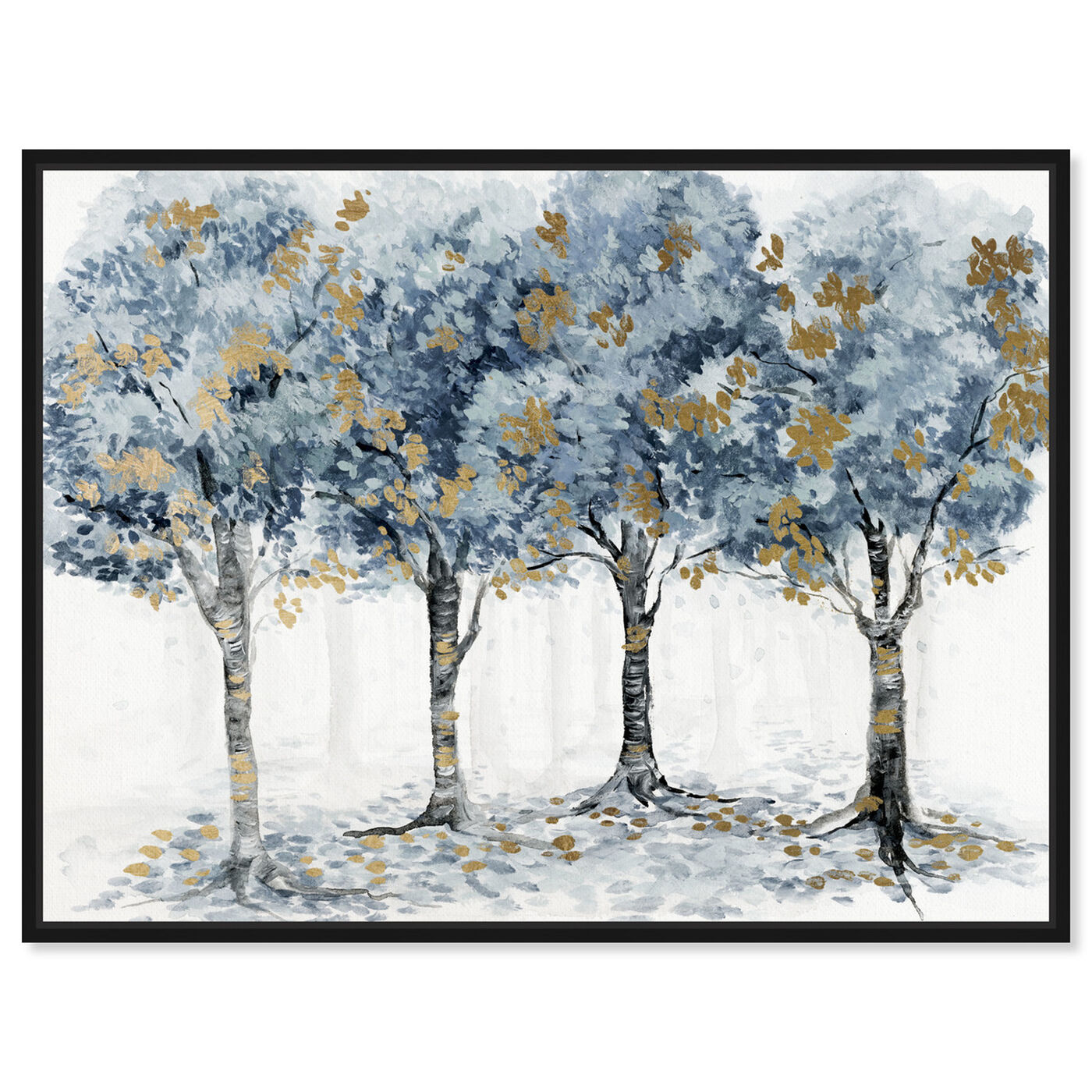Front view of Pale Blue Forest featuring floral and botanical and trees art.