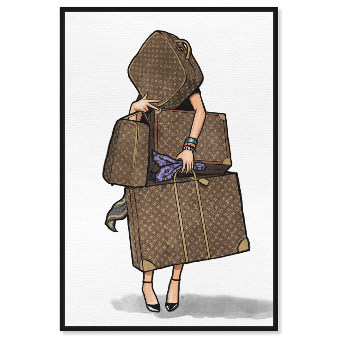 Front view of Bags, Bags, Bags- Purple featuring fashion and glam and travel essentials art.